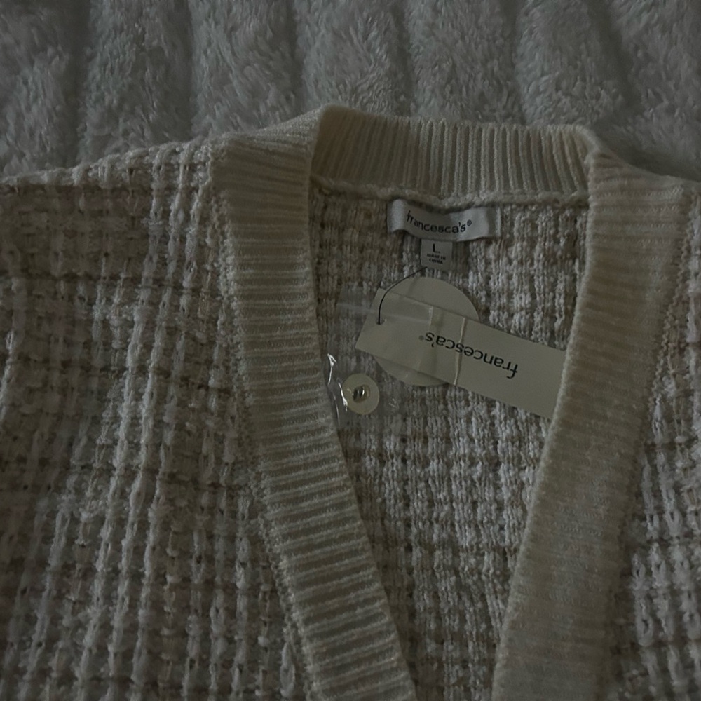 Francesca's Collections Textured Button-Up Cardigan - Gray - Picture 2 of 4
